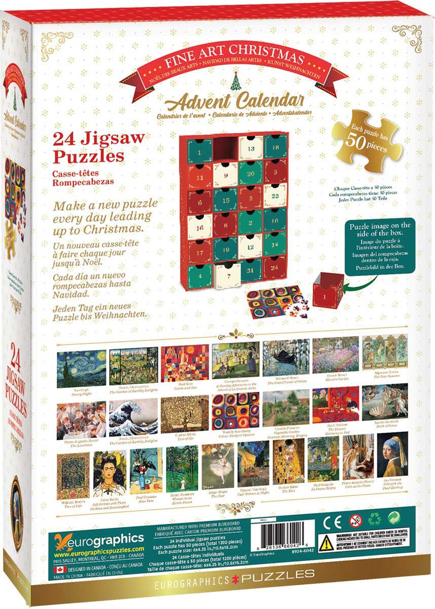 Fine Art Christmas 24 x 50 Piece Advent Calendar Jigsaw Puzzles | Eurographics - Jigsaw Puzzles - The Puzzle Center
