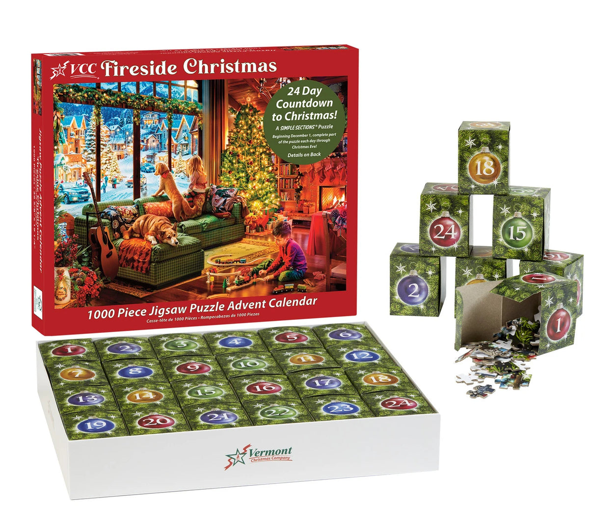 Fireside Christmas Advent Calendar 1000 Pieces | Vermont Christmas Co