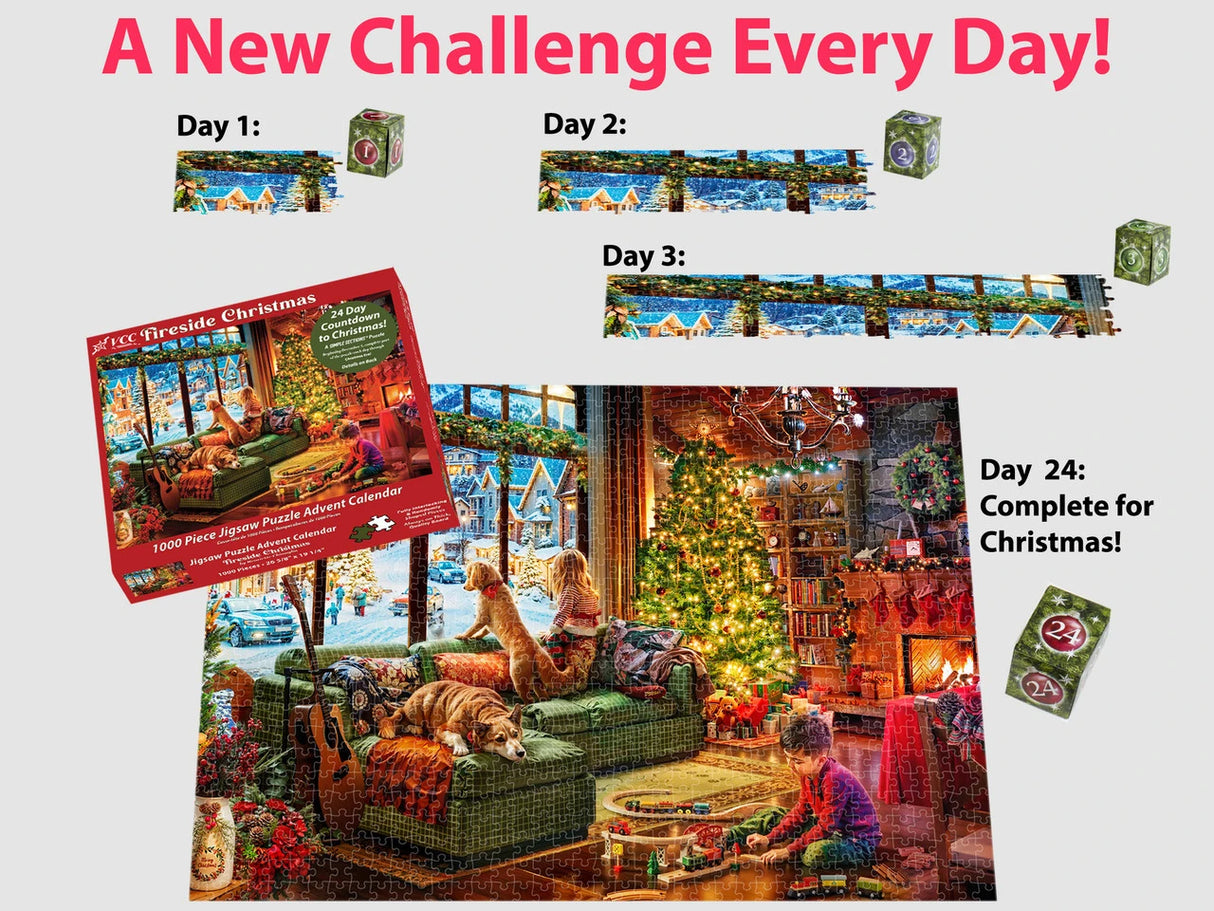 Fireside Christmas Advent Calendar 1000 Pieces | Vermont Christmas Co