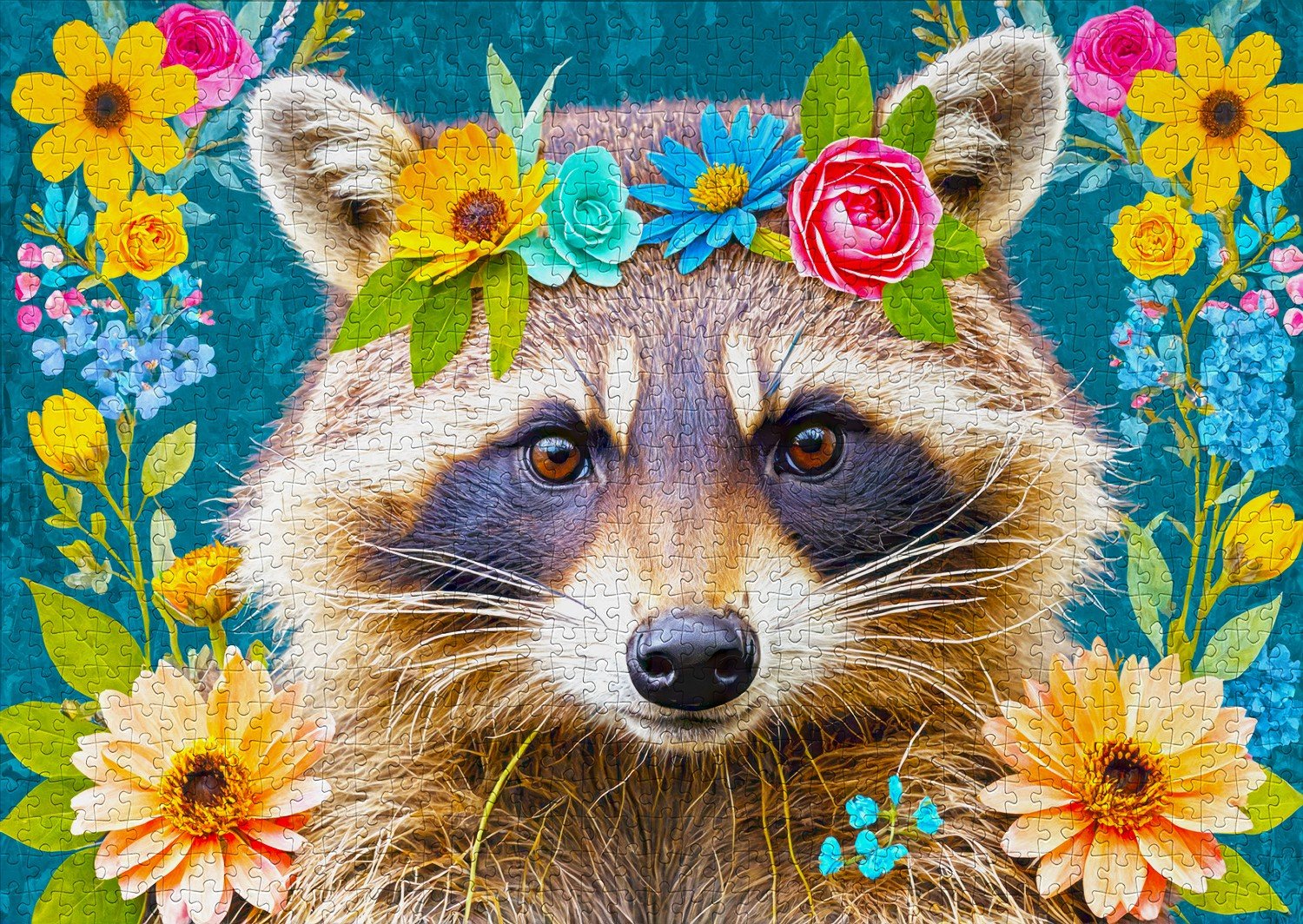 Floral Raccoon 1000 Piece Puzzle | Enjoy – The Puzzle Center
