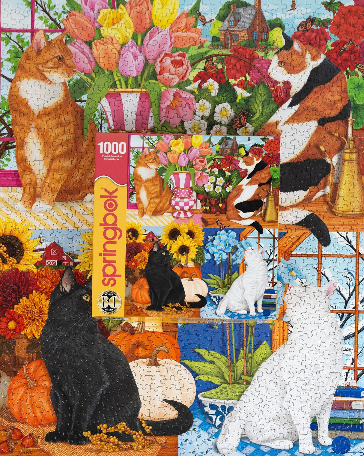 Four Seasons of Cats 1000 Piece Jigsaw Puzzle | Springbok Puzzles - Springbok Puzzles - Jigsaw Puzzles - The Puzzle Center