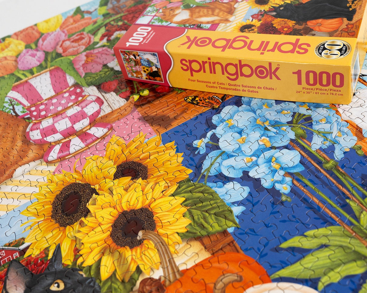 Four Seasons of Cats 1000 Piece Jigsaw Puzzle | Springbok Puzzles - Springbok Puzzles - Jigsaw Puzzles - The Puzzle Center
