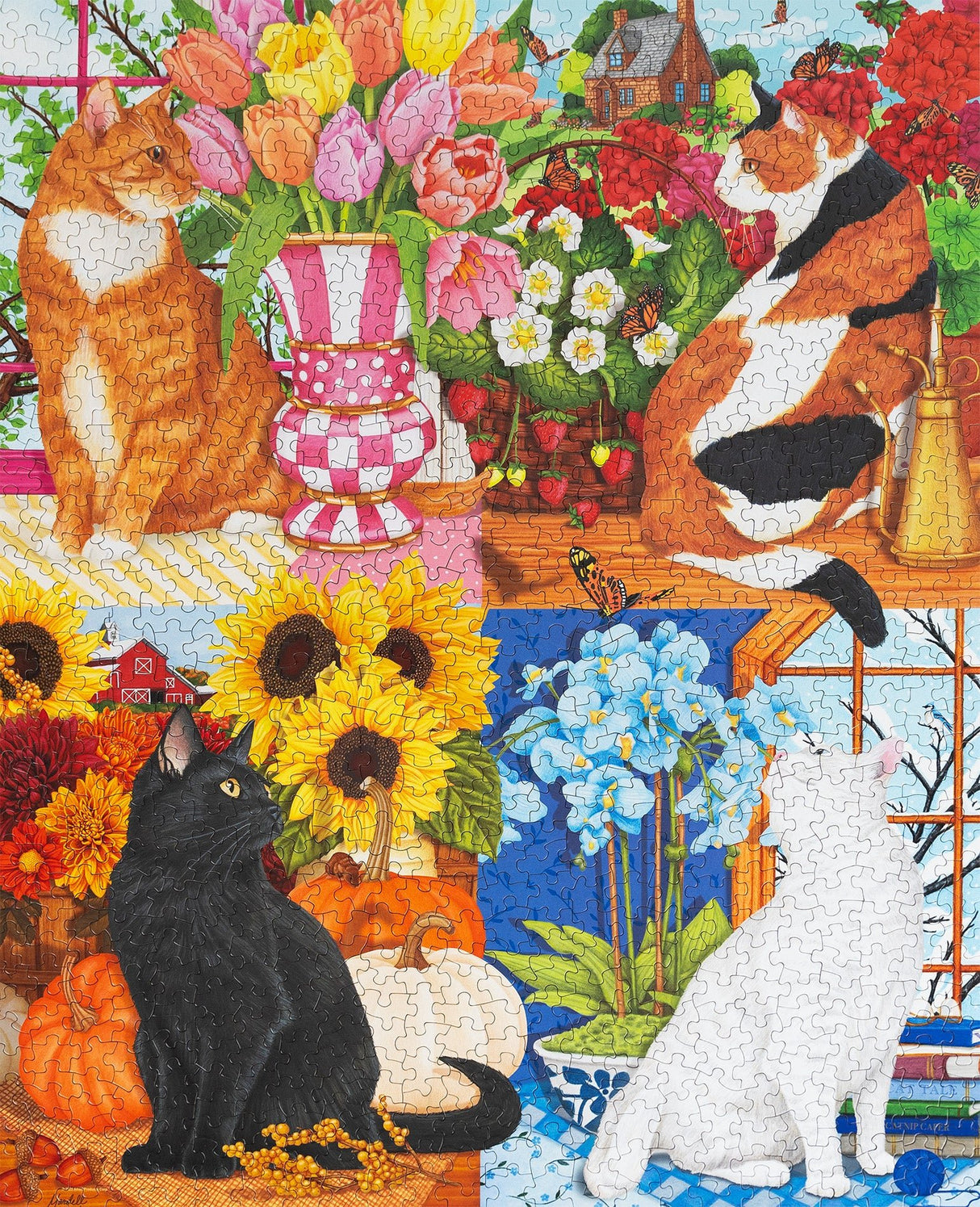 Four Seasons of Cats 1000 Piece Jigsaw Puzzle | Springbok Puzzles - Springbok Puzzles - Jigsaw Puzzles - The Puzzle Center