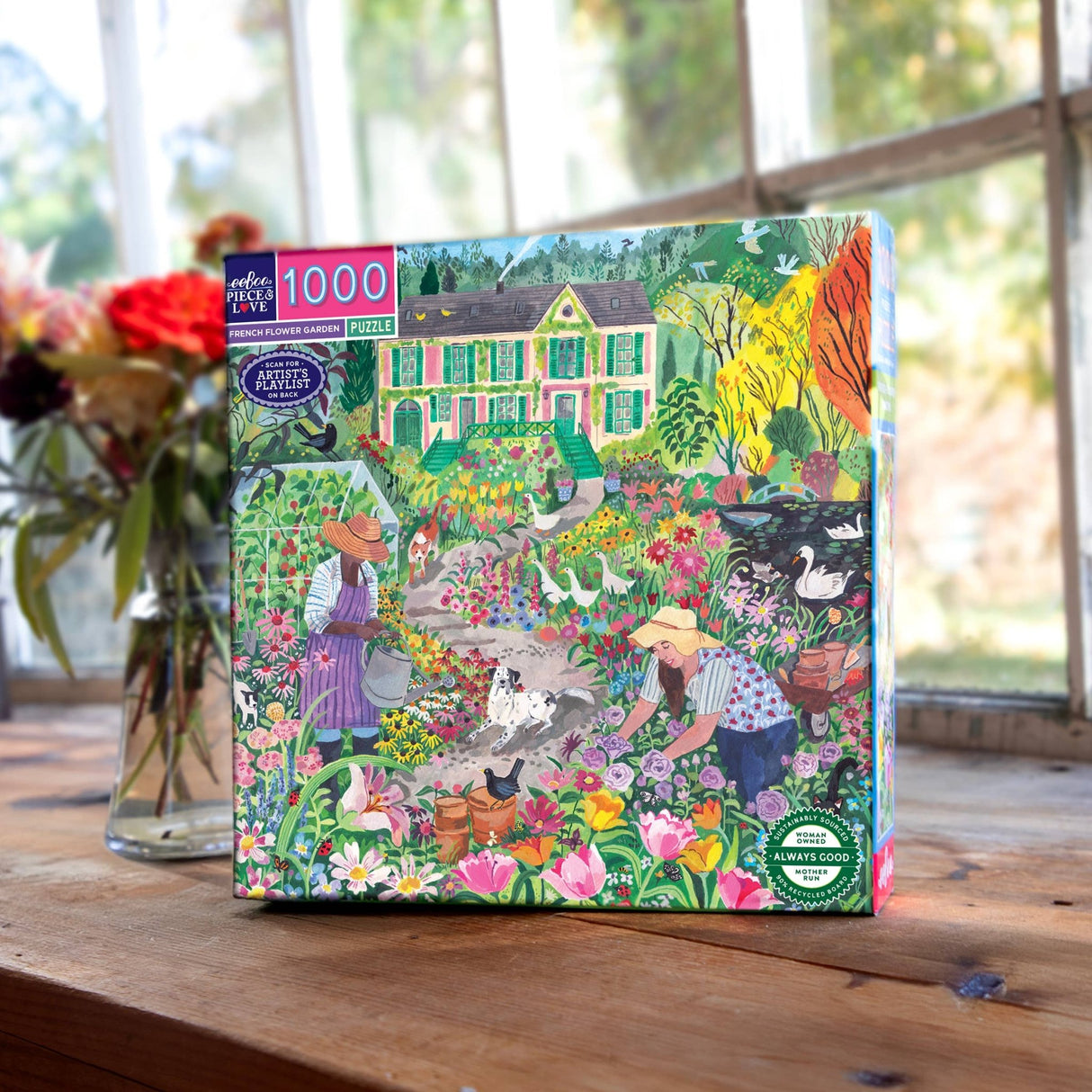 French Flower Garden 1000 Piece Jigsaw Puzzle | eeBoo - Jigsaw Puzzles - The Puzzle Center