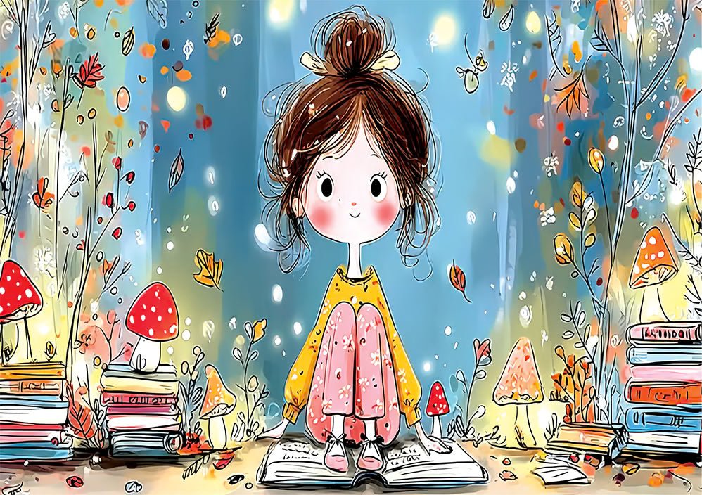 Girl & Books 1000 Piece Jigsaw Puzzle | Yazz - Jigsaw Puzzles - The Puzzle Center