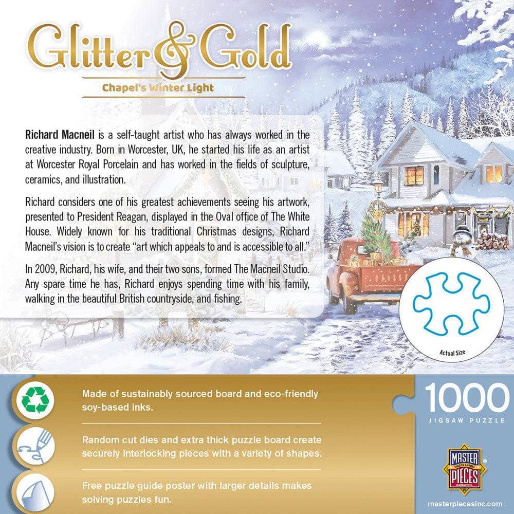 Glitter & Gold - Chapel's Winter Light 1000 Piece Jigsaw Puzzle | Masterpieces Puzzles - Jigsaw Puzzles - The Puzzle Center