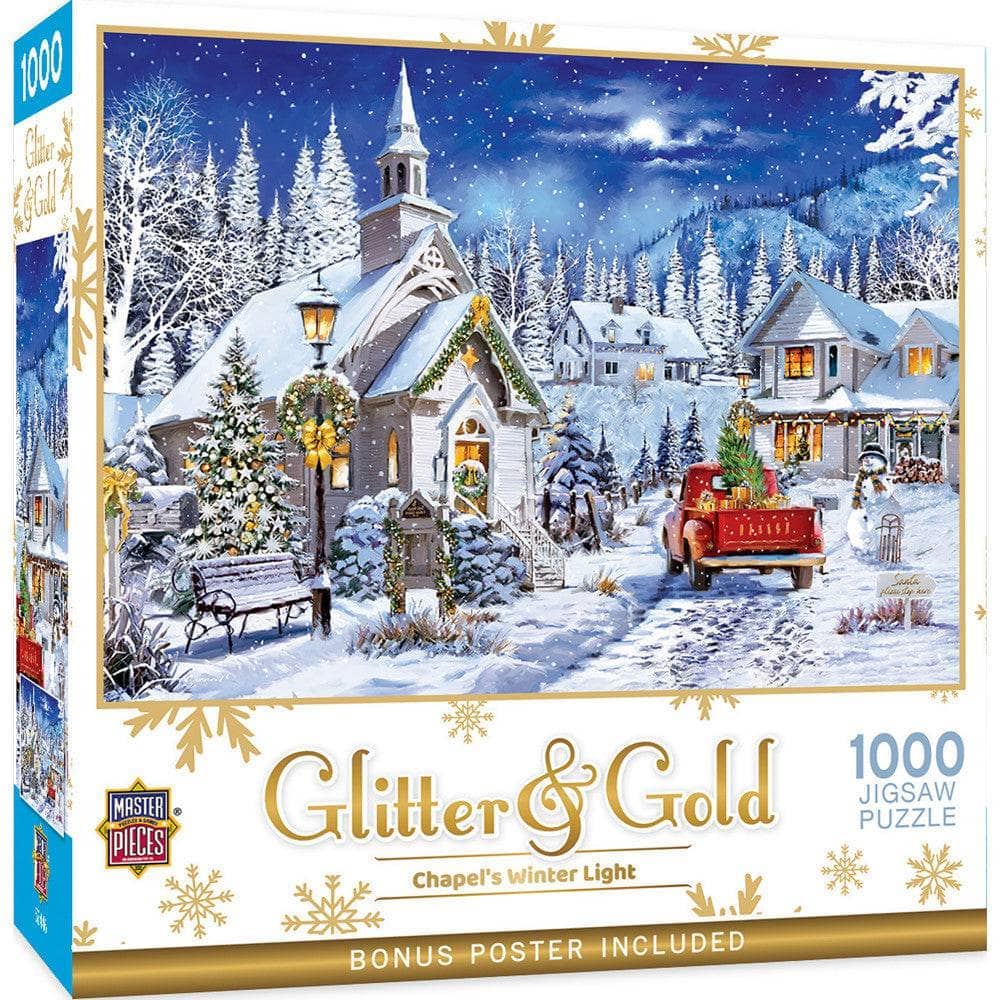 Glitter & Gold - Chapel's Winter Light 1000 Piece Jigsaw Puzzle | Masterpieces Puzzles - Jigsaw Puzzles - The Puzzle Center