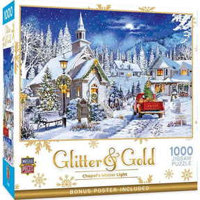Glitter & Gold - Chapel's Winter Light 1000 Piece Jigsaw Puzzle | Masterpieces Puzzles - Jigsaw Puzzles - The Puzzle Center