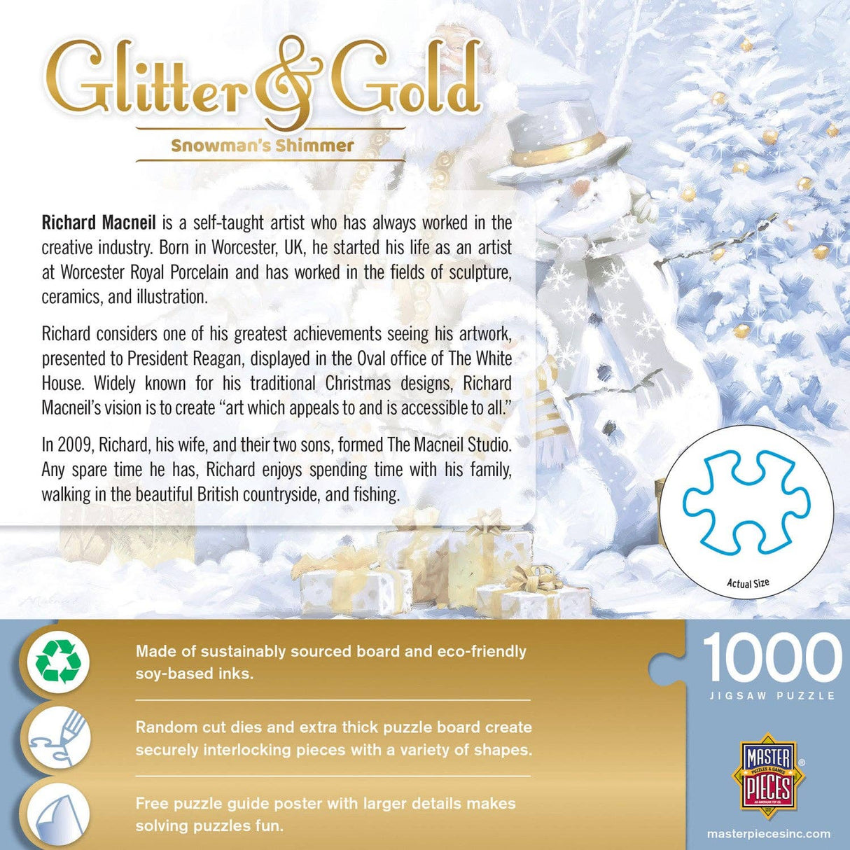 Glitter & Gold - Snowman's Shimmer 1000 Piece Jigsaw Puzzle | Masterpieces Puzzles - Jigsaw Puzzles - The Puzzle Center