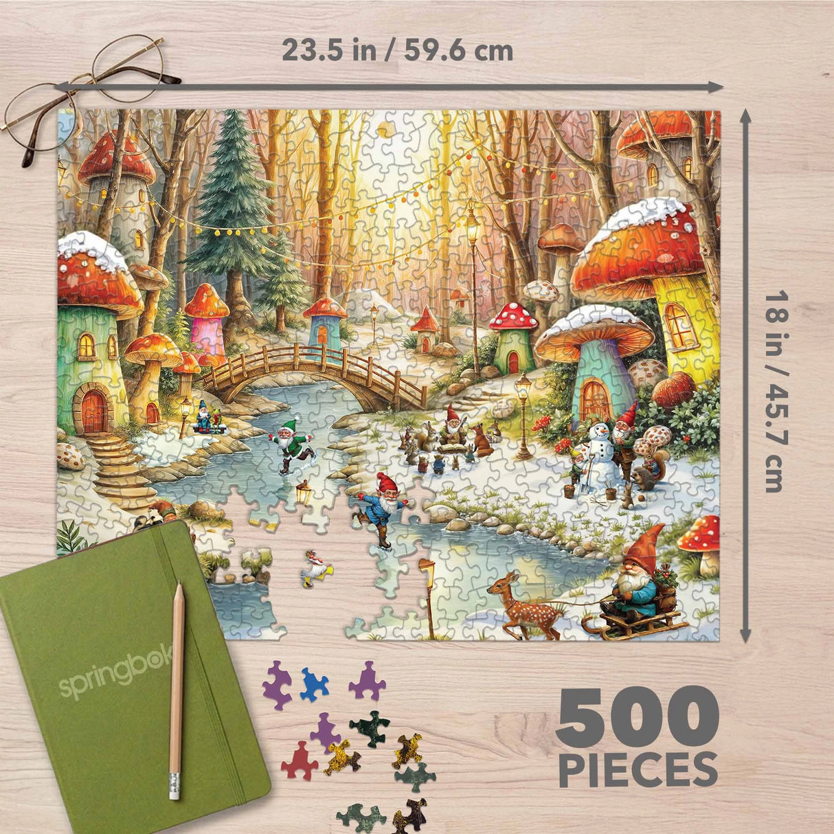 Gnomeland In Winter 500 Piece Jigsaw Puzzle | Springbok Puzzles