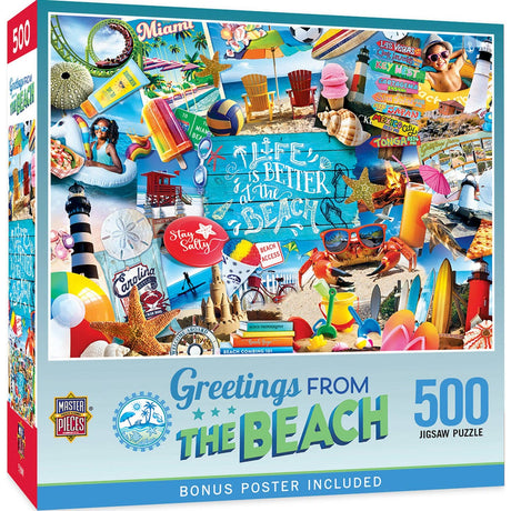 Greetings From the Beach 500 Piece Jigsaw Puzzle | Masterpieces Puzzles - Masterpieces Puzzles - Jigsaw Puzzles - The Puzzle Center