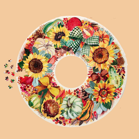 Harvest Wreath 1000 Piece Round Jigsaw Puzzle | WerkShoppe - Jigsaw Puzzle - The Puzzle Center