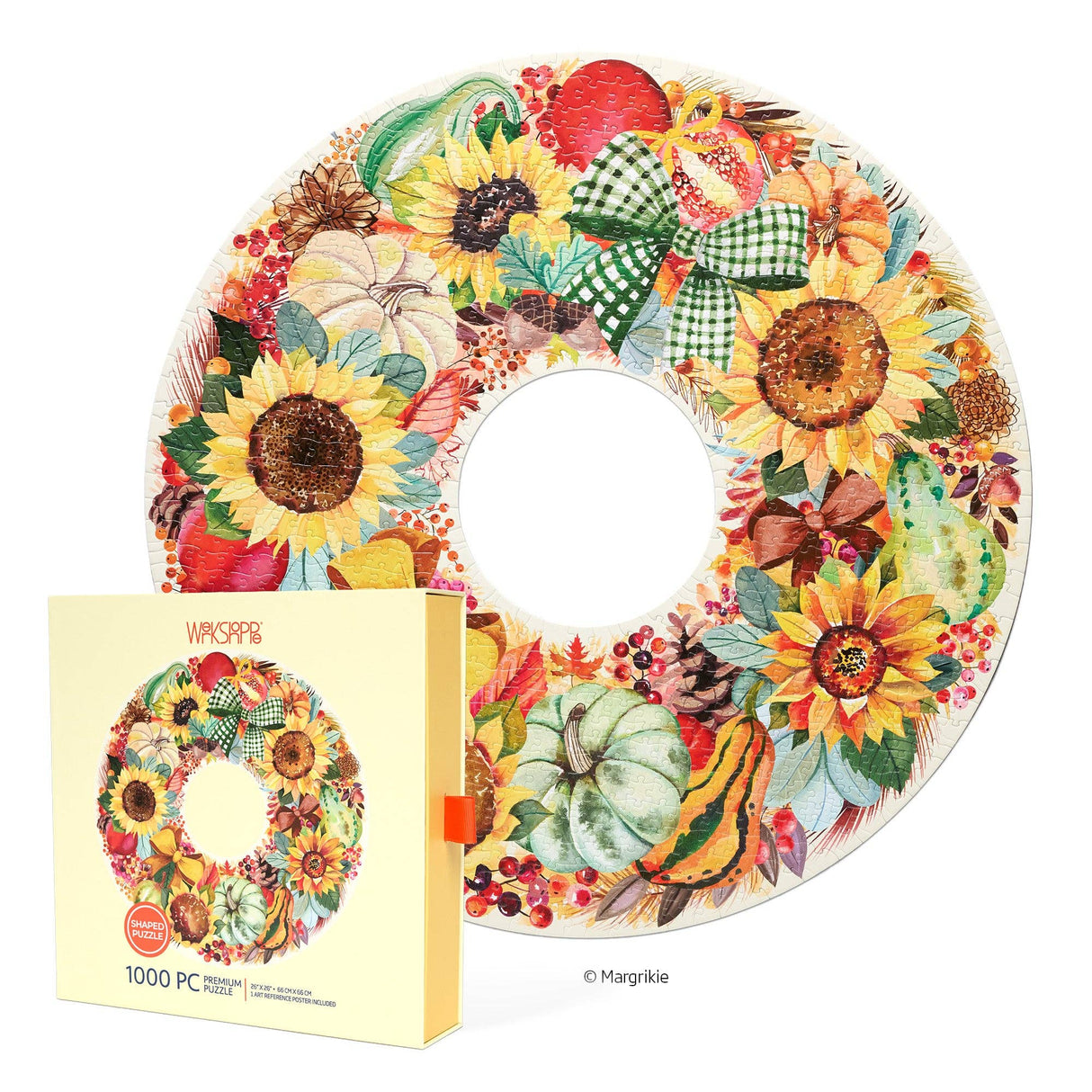 Harvest Wreath 1000 Piece Round Jigsaw Puzzle | WerkShoppe - Jigsaw Puzzle - The Puzzle Center