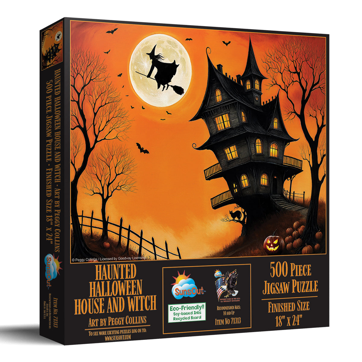 Haunted Halloween House And Witch 500 Piece Jigsaw Puzzle | SunsOut