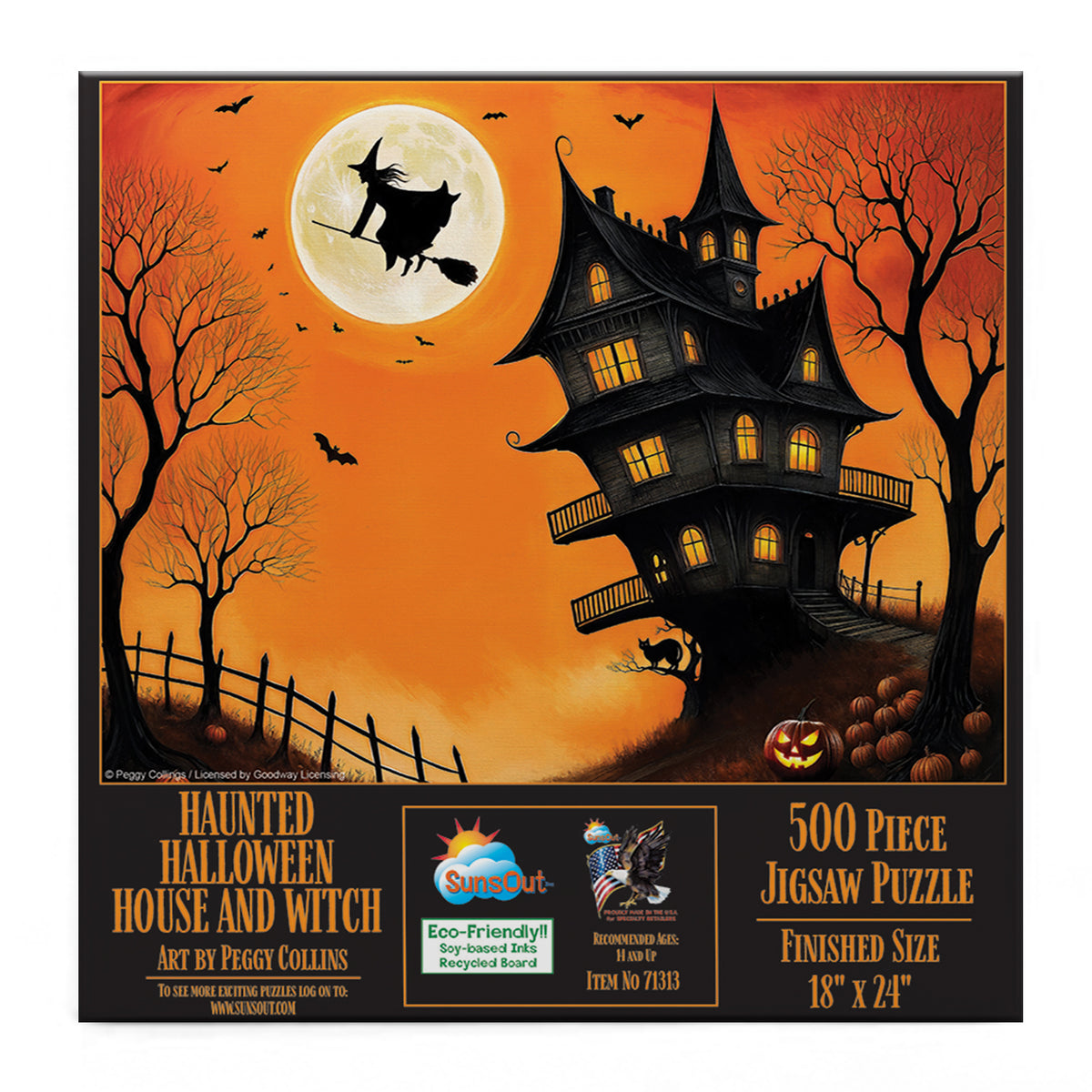Haunted Halloween House And Witch 500 Piece Jigsaw Puzzle | SunsOut