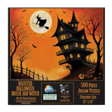 Haunted Halloween House And Witch 500 Piece Jigsaw Puzzle | SunsOut