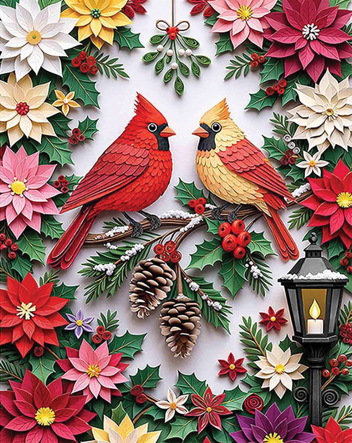 Holiday Paper Cardinals 1000 Piece Jigsaw Puzzle | Springbok Puzzles - Jigsaw Puzzles - The Puzzle Center