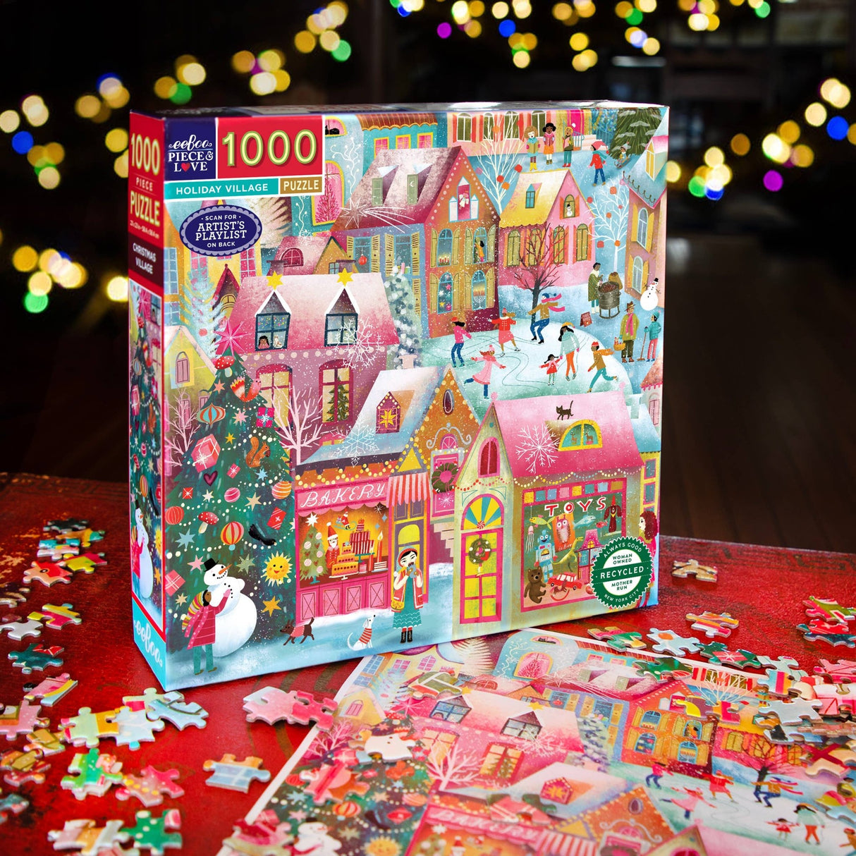 Holiday Village 1000 Piece Jigsaw Puzzle | eeBoo - Jigsaw Puzzles - The Puzzle Center