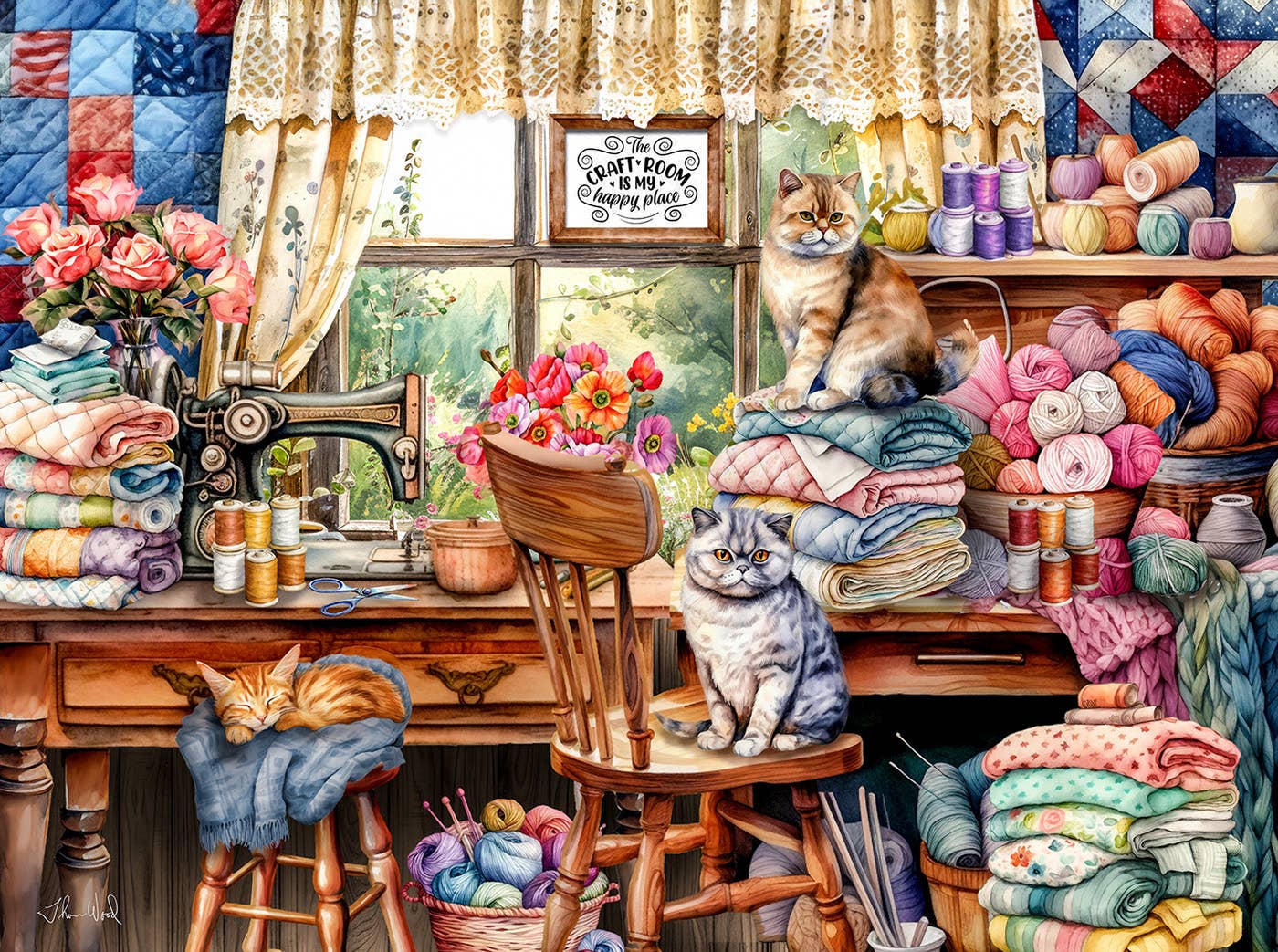 Kitten's Sewing Room 1000 Piece Puzzle – The Puzzle Center