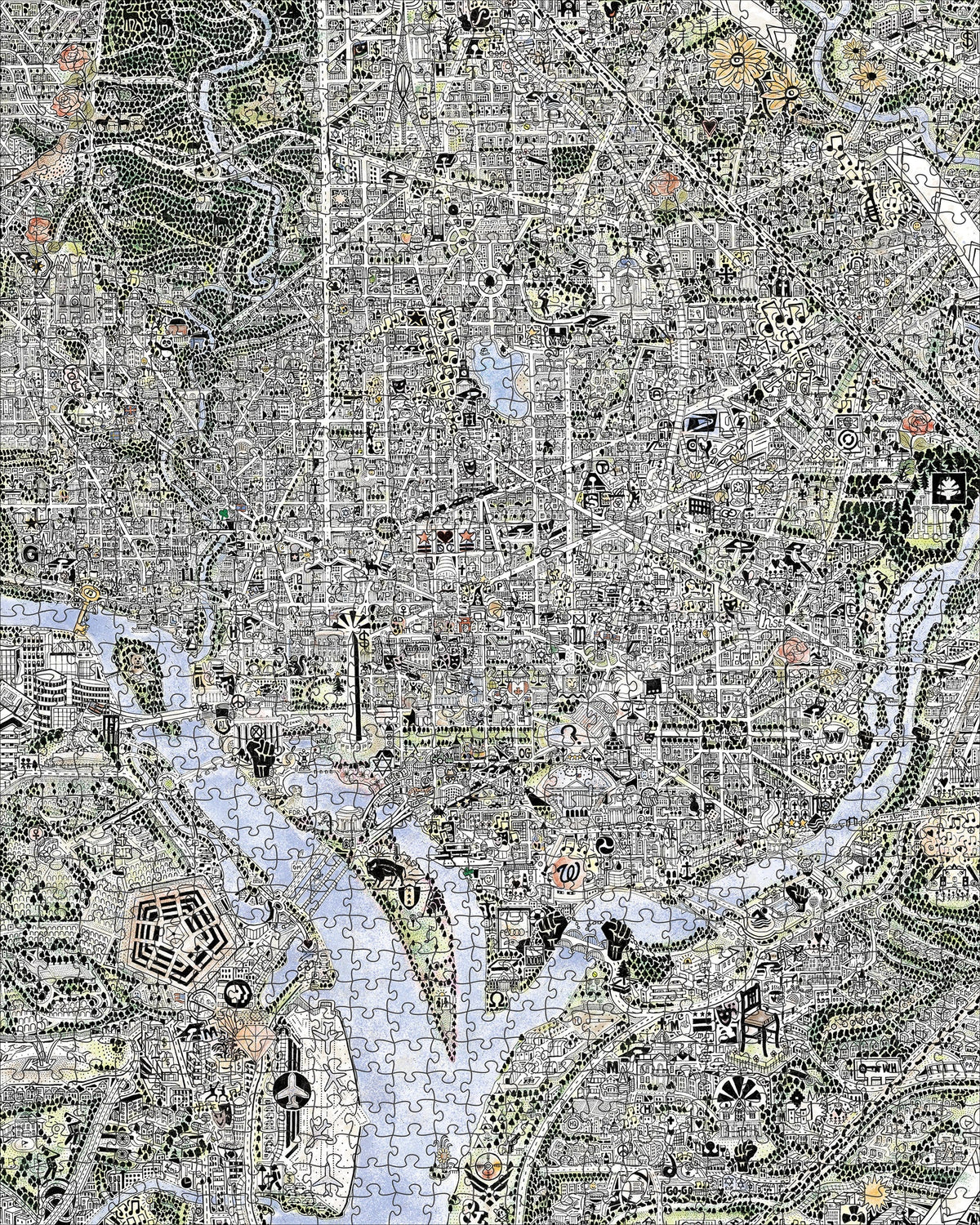 Map of DC and The Declaration of Independence 1000 Piece Jigsaw Puzzle | Pomegranate