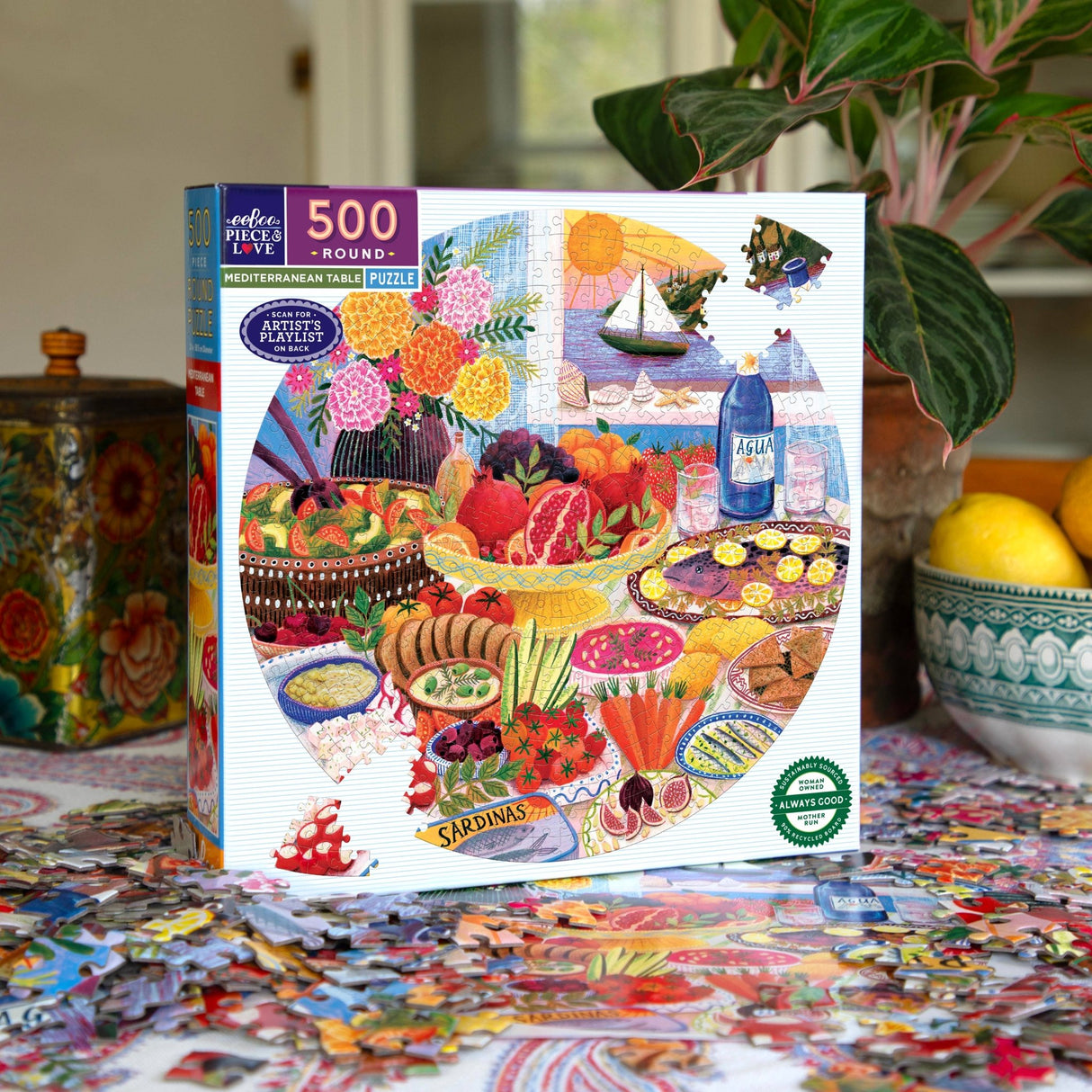 Mediterranean Table 500 Piece Jigsaw Puzzle | eeBoo - Jigsaw Puzzles - The Puzzle Center