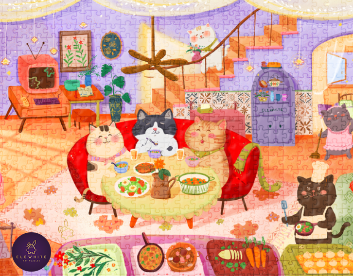 Meow Moments Art Puzzle 500 Pieces | Elewhite - Jigsaw Puzzles - The Puzzle Center