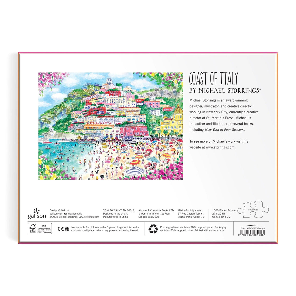 Michael Storrings Coast of Italy 1000 Piece Jigsaw Puzzle | Galison - Jigsaw Puzzles - The Puzzle Center