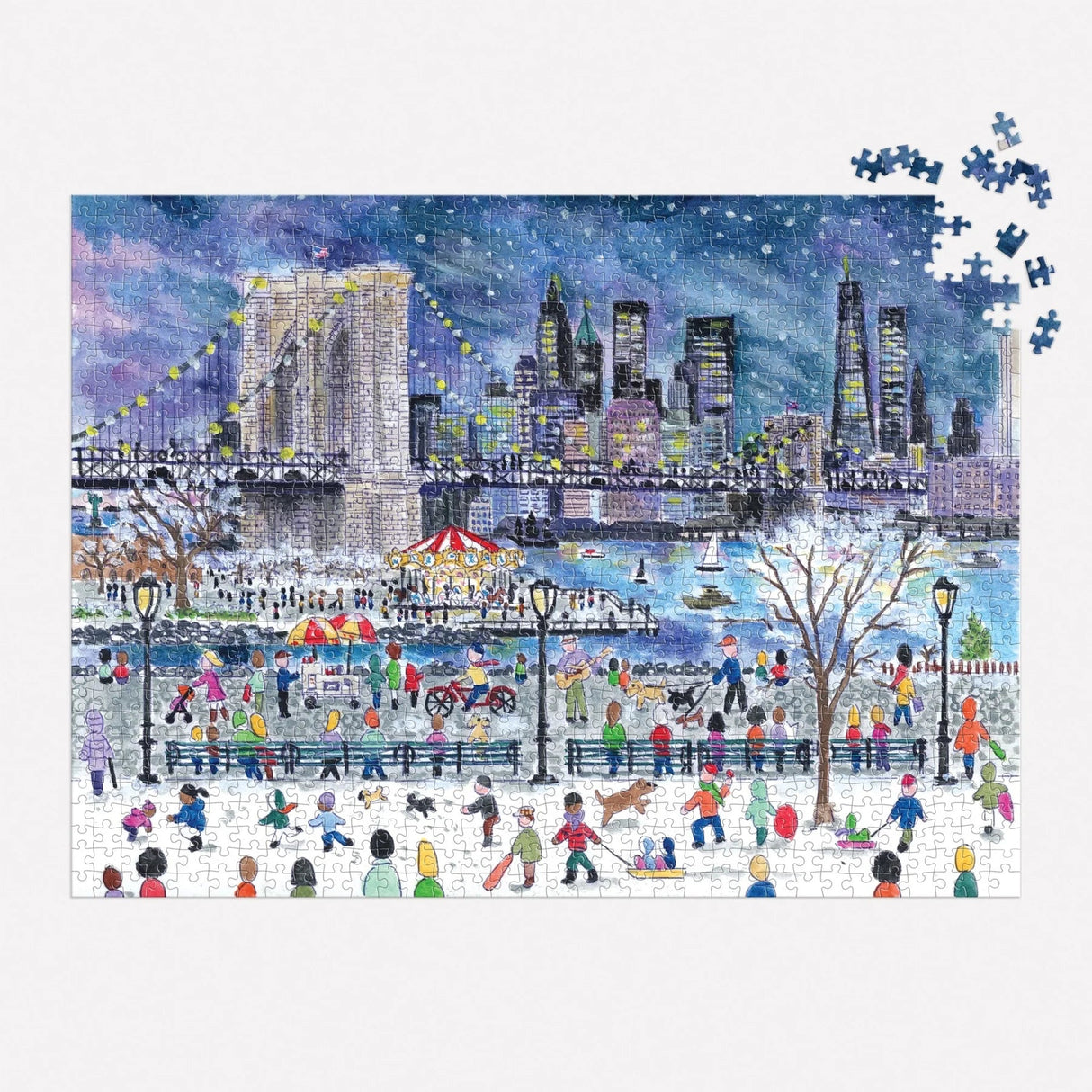 Michael Storrings Snowfall Over New York City 1000 Piece Jigsaw Puzzle | Galison - Jigsaw Puzzles - The Puzzle Center
