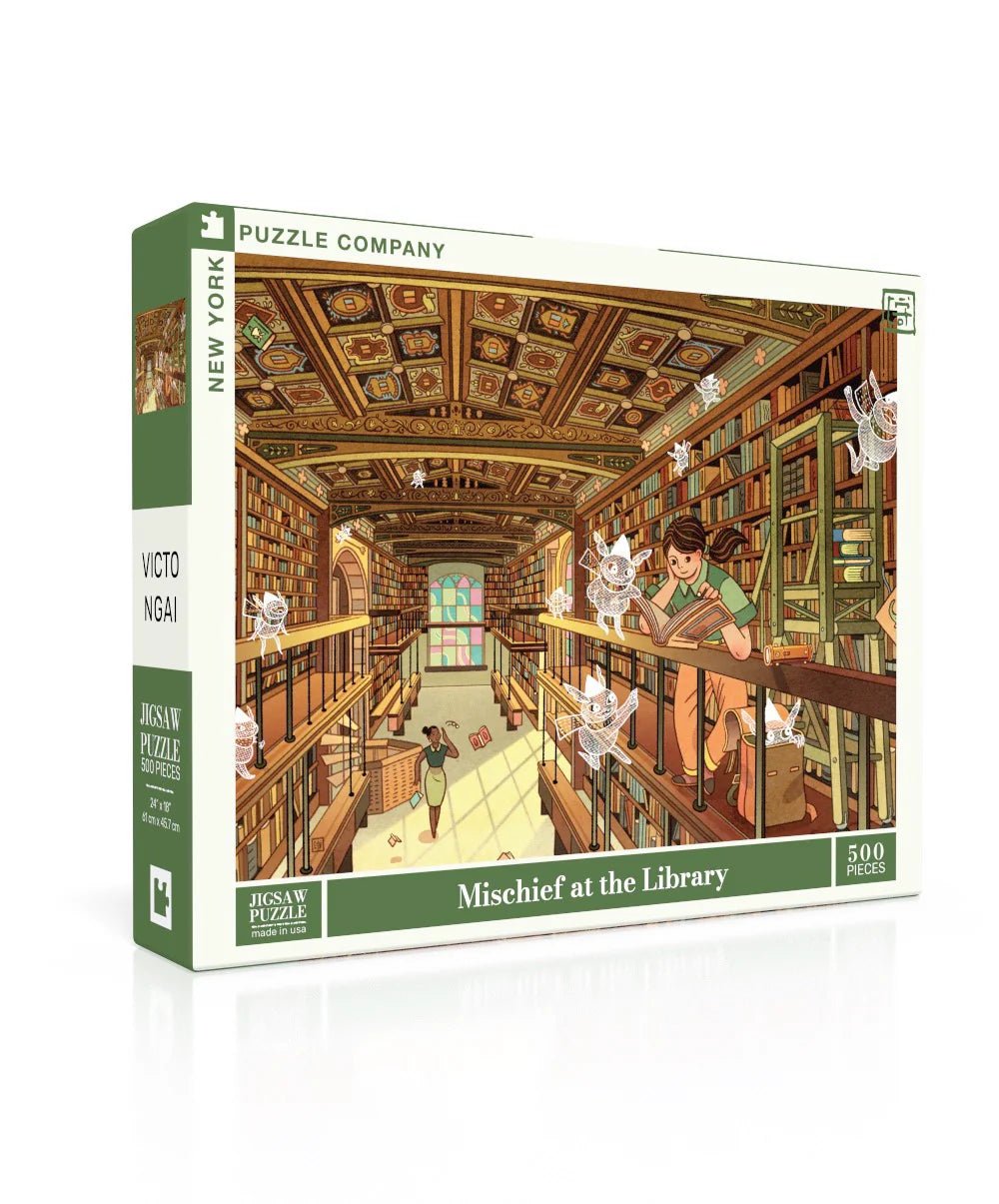 Mischief at the Library 500 Piece Jigsaw Puzzle | New York Puzzle Company - Jigsaw Puzzles - The Puzzle Center