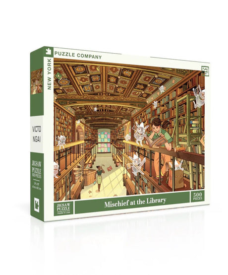 Mischief at the Library 500 Piece Jigsaw Puzzle | New York Puzzle Company - Jigsaw Puzzles - The Puzzle Center