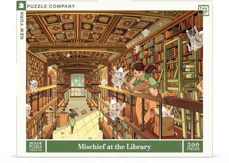 Mischief at the Library 500 Piece Jigsaw Puzzle | New York Puzzle Company - Jigsaw Puzzles - The Puzzle Center