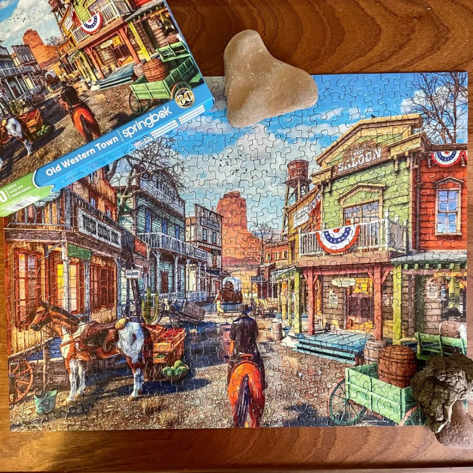 Old Western Town 500 Piece Jigsaw Puzzle by Springbok Puzzles - Springbok Puzzles - Jigsaw Puzzles - The Puzzle Center