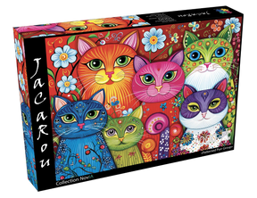 Patterned Purr Group 1000 Piece Jigsaw Puzzle | JaCaRou Puzzles - Jigsaw Puzzles - The Puzzle Center