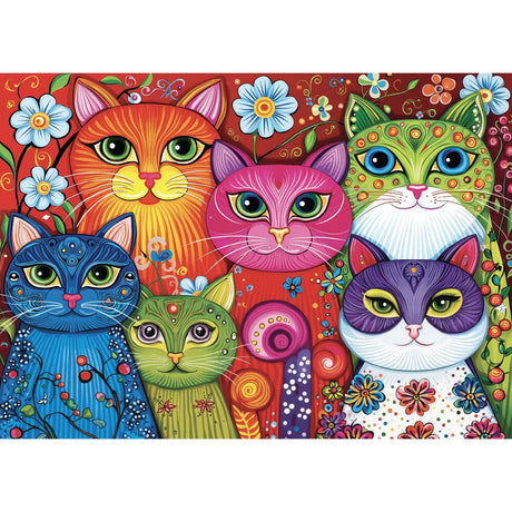 Patterned Purr Group 1000 Piece Jigsaw Puzzle | JaCaRou Puzzles - Jigsaw Puzzles - The Puzzle Center