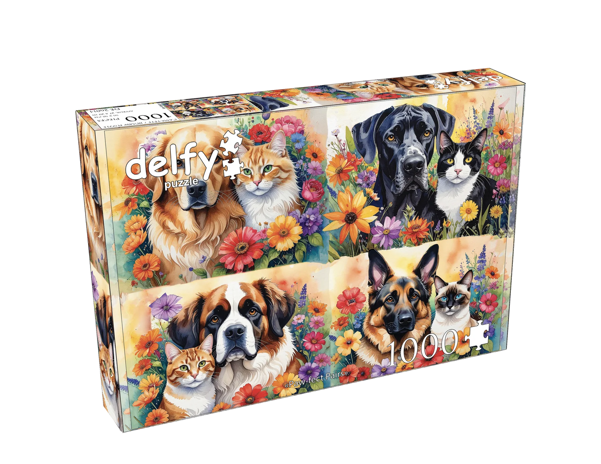 Paw - Fect Pairs 1000 Piece Jigsaw Puzzle | Delfy Puzzles - Jigsaw Puzzles - The Puzzle Center