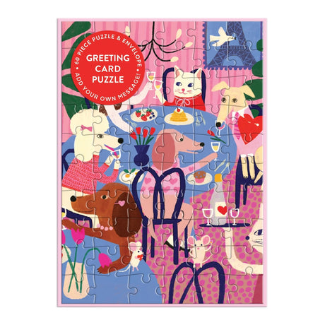 Paws for Love 60 Piece Greeting Card Puzzle | Galison - Greeting Card Puzzle - The Puzzle Center