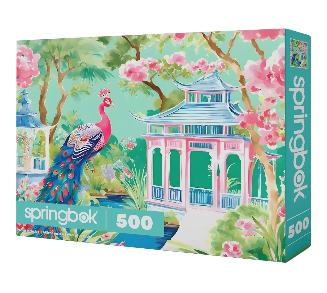 Pink Peacock Oasis 500 Piece Jigsaw Puzzle | Springbok Puzzles - Jigsaw Puzzles - The Puzzle Center
