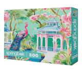 Pink Peacock Oasis 500 Piece Jigsaw Puzzle | Springbok Puzzles - Jigsaw Puzzles - The Puzzle Center
