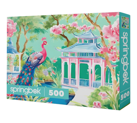 Pink Peacock Oasis 500 Piece Jigsaw Puzzle | Springbok Puzzles - Jigsaw Puzzles - The Puzzle Center