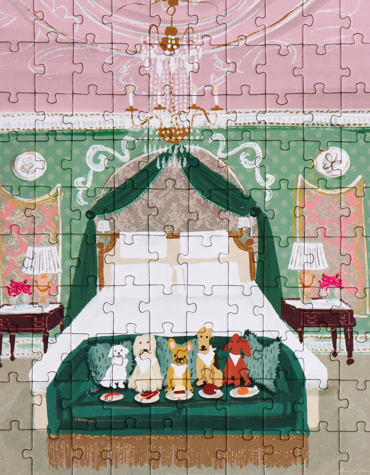 Posh Puppy Room Service 100 Piece Mini Jigsaw Puzzle | Ordinary Habit - Mini Jigsaw Puzzles - The Puzzle Center