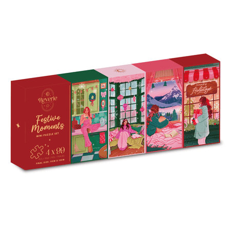 Pre-Order - Festive Moments 4 x 99 Piece Mini Jigsaw Puzzle Set | Reverie - Jigsaw Puzzles - The Puzzle Center