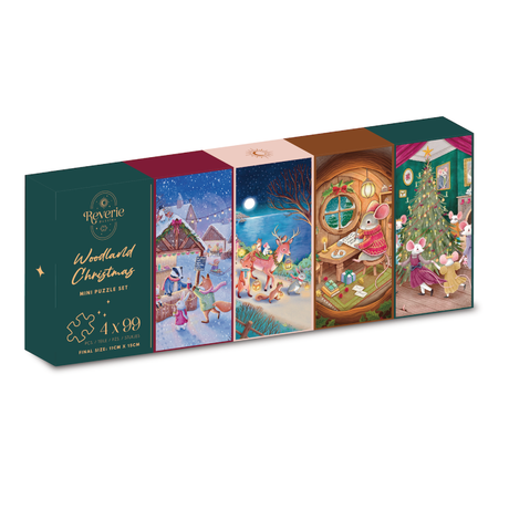 Pre-Order - Woodland Christmas 4 x 99 Piece Mini Jigsaw Puzzle Set | Reverie - Jigsaw Puzzles - The Puzzle Center