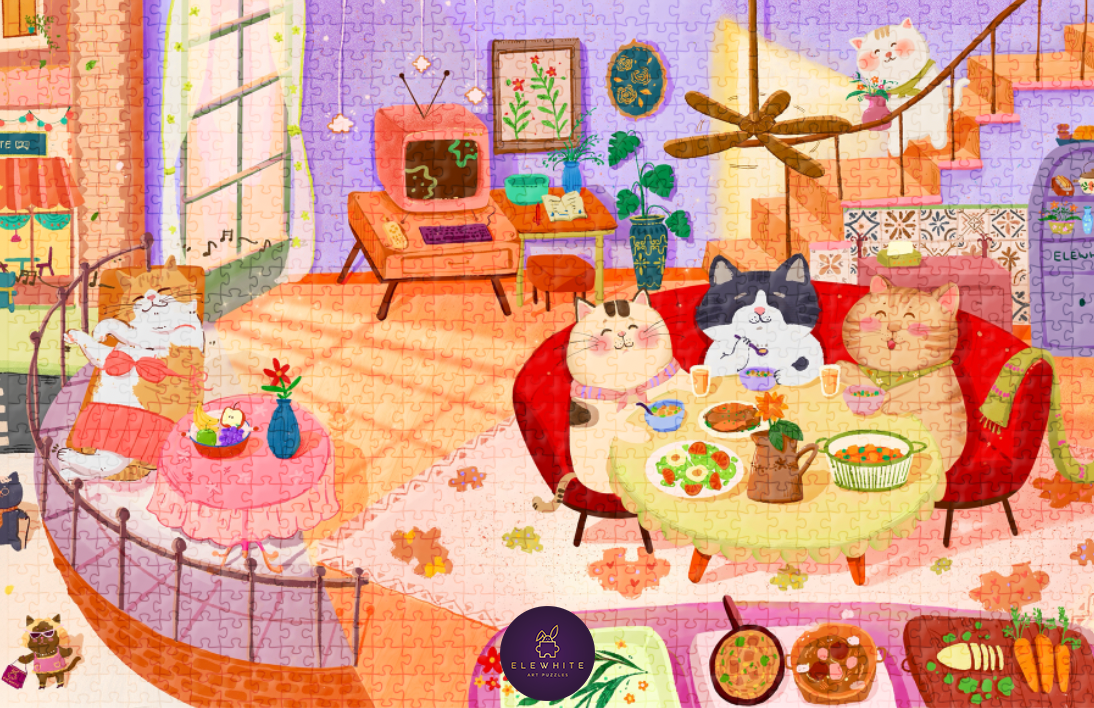 Purrfect Life Art Puzzle 1000 Piece Jigsaw Puzzle | Elewhite - Jigsaw Puzzles - The Puzzle Center