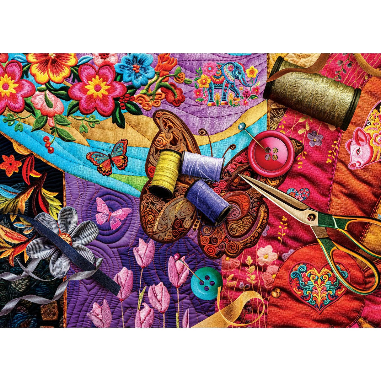 Quilted - Patchwork Gardens 1000 Piece Puzzle | Masterpieces Puzzles - Jigsaw Puzzles - The Puzzle Center