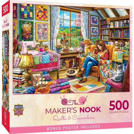 Quilts & Cucumbers 500 Piece Jigsaw Puzzle | Masterpieces - Jigsaw Puzzles - The Puzzle Center