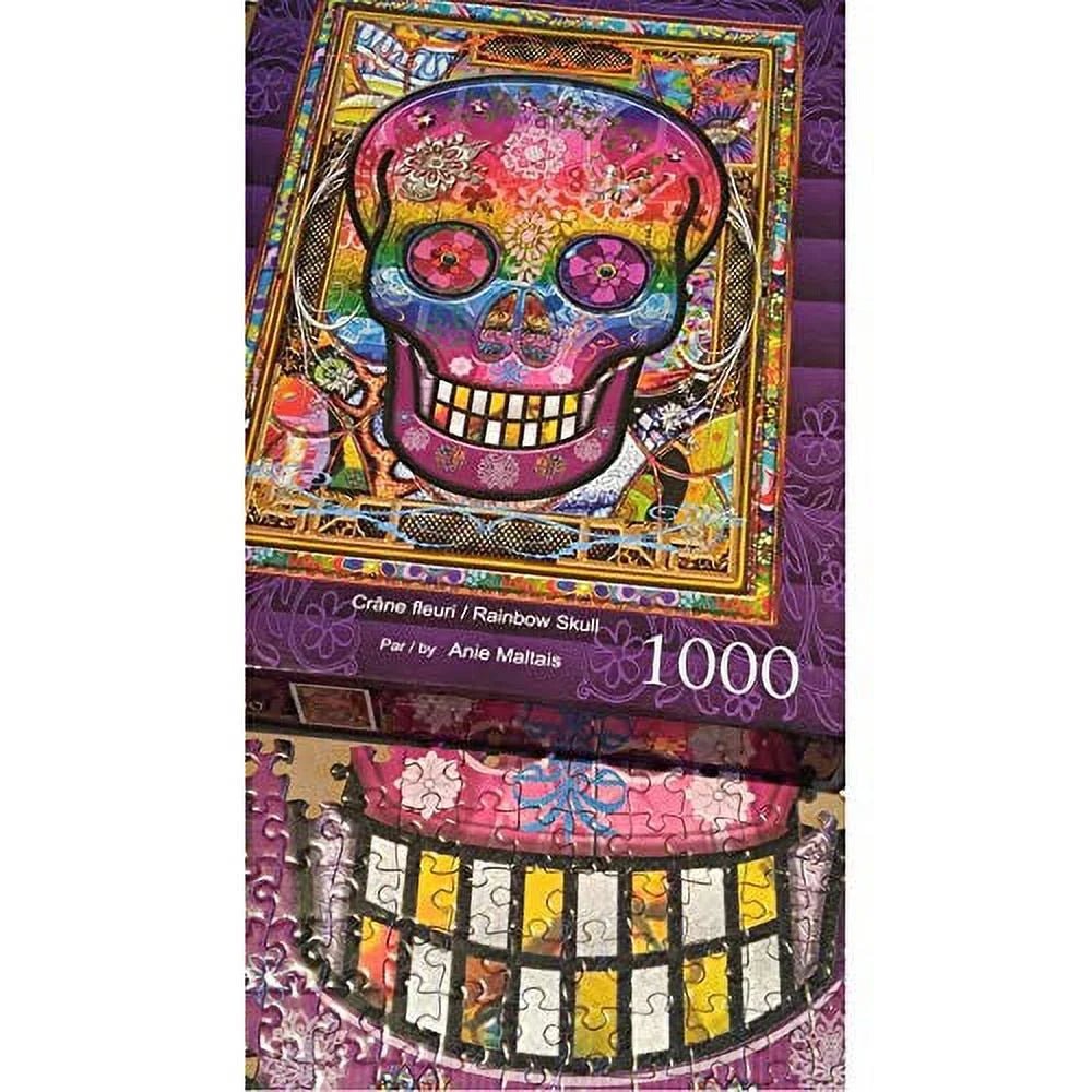 Rainbow Skull 1000 Piece Jigsaw Puzzle by JaCaRou Puzzles - Colorful Day of the Dead Art - JaCaRou Puzzles Inc. - Jigsaw Puzzles - The Puzzle Center - 