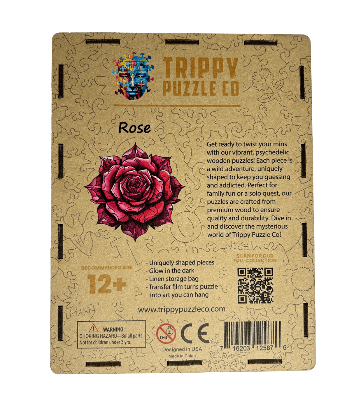 Rose Shaped 300 Piece Wooden Jigsaw Puzzle | Trippy Puzzle Co - Jigsaw Puzzles - The Puzzle Center