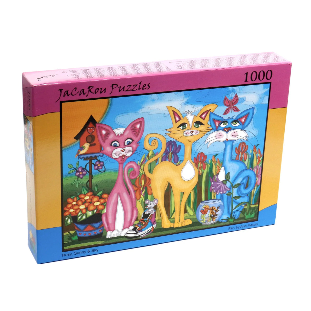 Rosy, Sunny & Sky 1000 Piece Jigsaw Puzzle by JaCaRou Puzzles - Colorful Cat Puzzle - JaCaRou Puzzles Inc. - Jigsaw Puzzles - The Puzzle Center - 