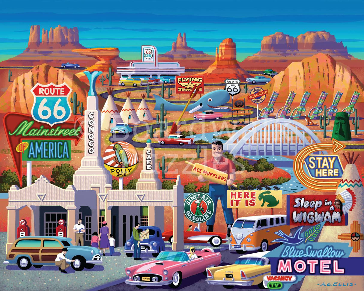 Route 66 1000 Piece Jigsaw Puzzle by Boardwalk Puzzle Company - Boardwalk - Jigsaw Puzzles - The Puzzle Center