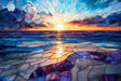 Sapphire Sunset Stained Glass 1000 Piece Jigsaw Puzzle | Trippy Puzzle Co - Jigsaw Puzzles - The Puzzle Center